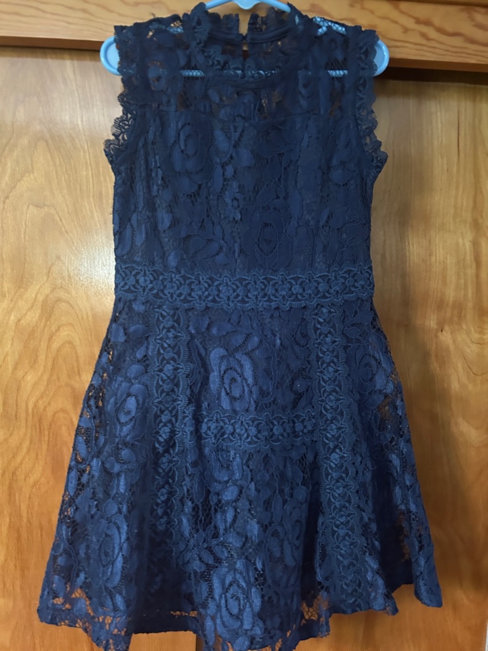 Knitworks Navy Floral Lace Fit-and-Flare Dress